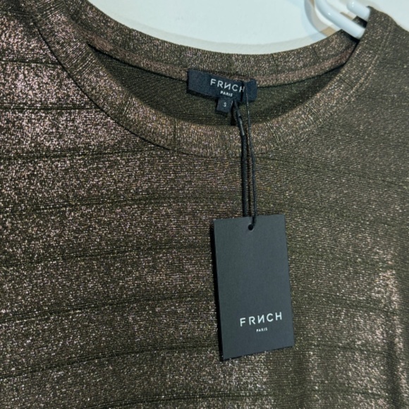 NWT FRNCH Metallic Striped 3/4 Sleeve Top - Picture 4 of 5